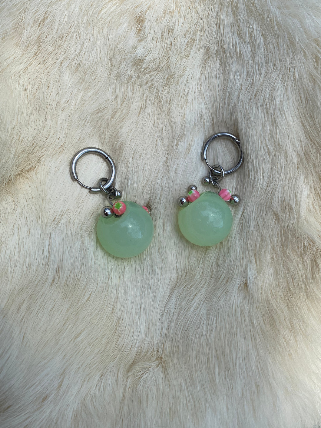 Green Apple Bobble Earrings